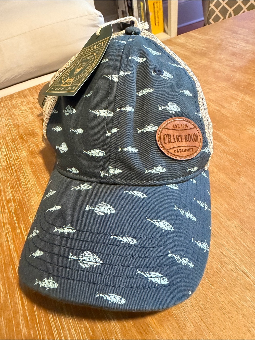 Legacy Navy Fish Print Trucker Hat from The Chart Room